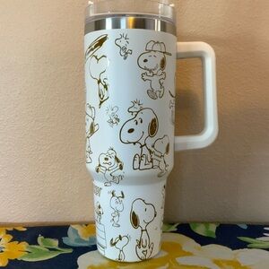 White Snoopy Travel Mug with Handle
